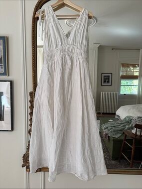 Madewell White Sleeveless V-Neck Maxi Dress